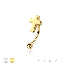 CROSS TOP 316L SURGICAL STEEL CURVED BARBELL/EYEBROW